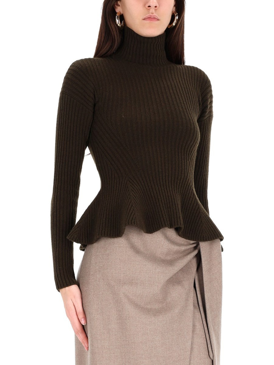 PEPLUM TURTLENECK SWEATER