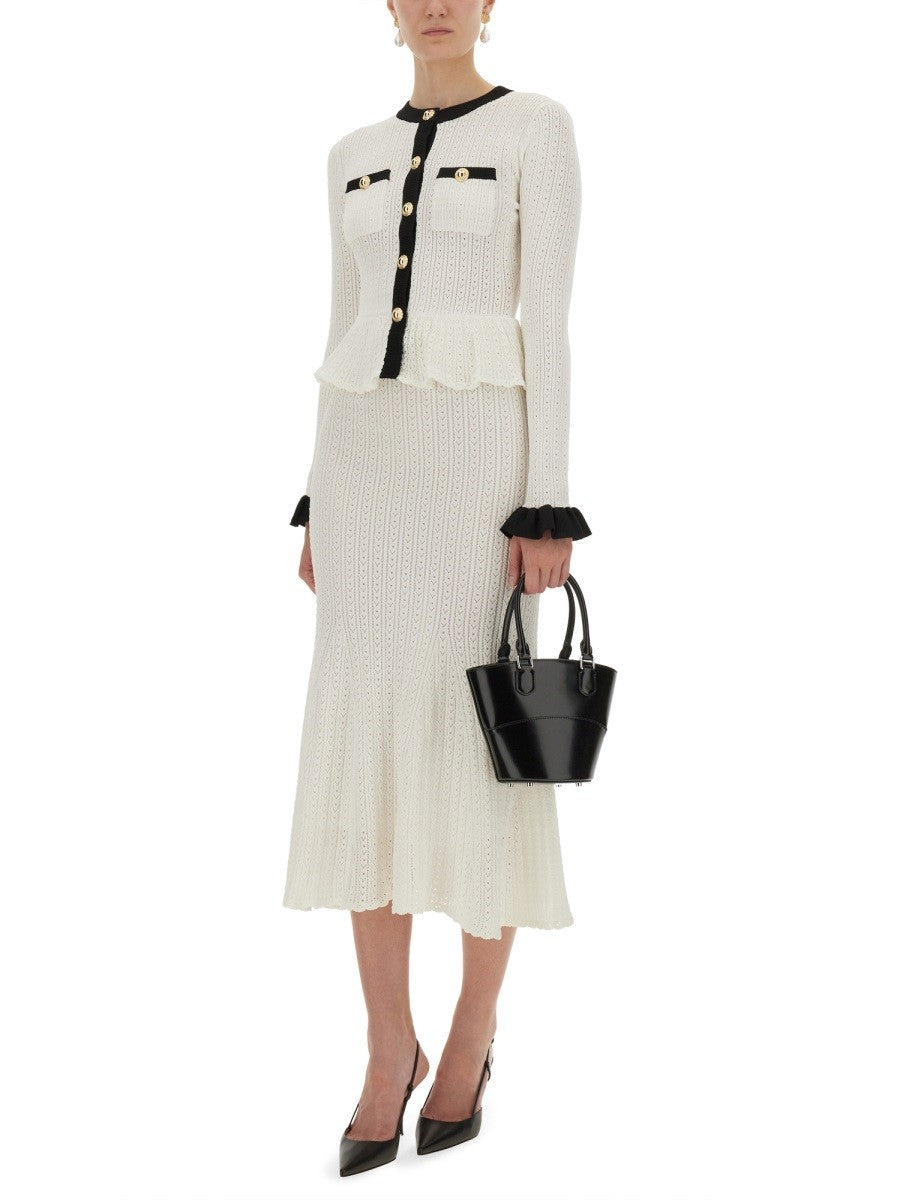 PERFORATED KNIT MIDI DRESS