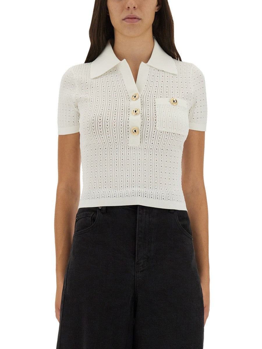 PERFORATED KNIT TOP