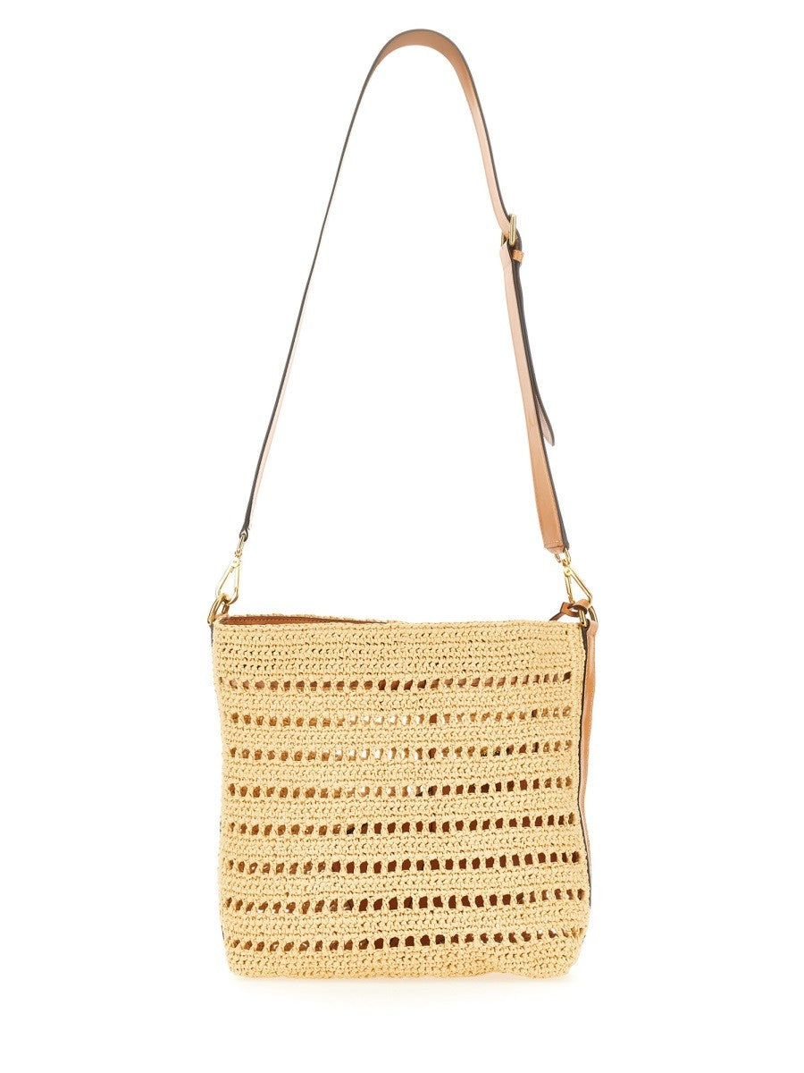 PERFORATED RAFFIA SHOULDER BAG