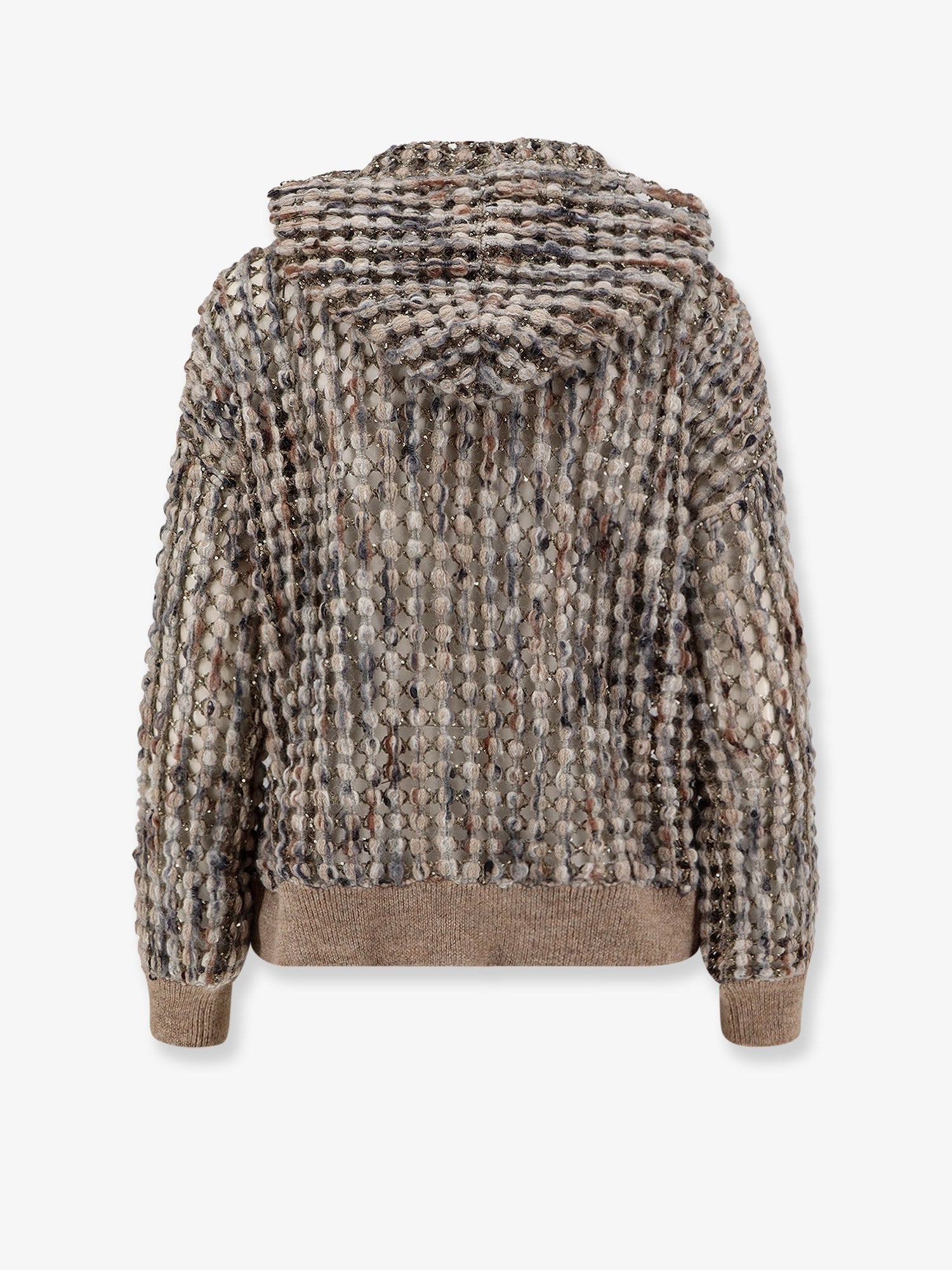 Perforated wool blend cardigan with sequins