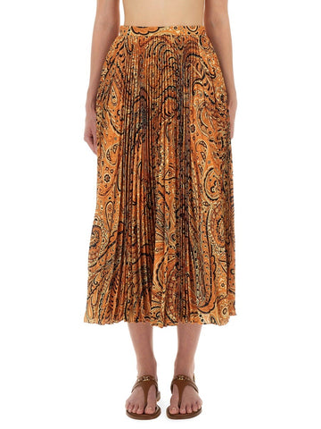 PLEATED SABLÉ SKIRT WITH PRINT