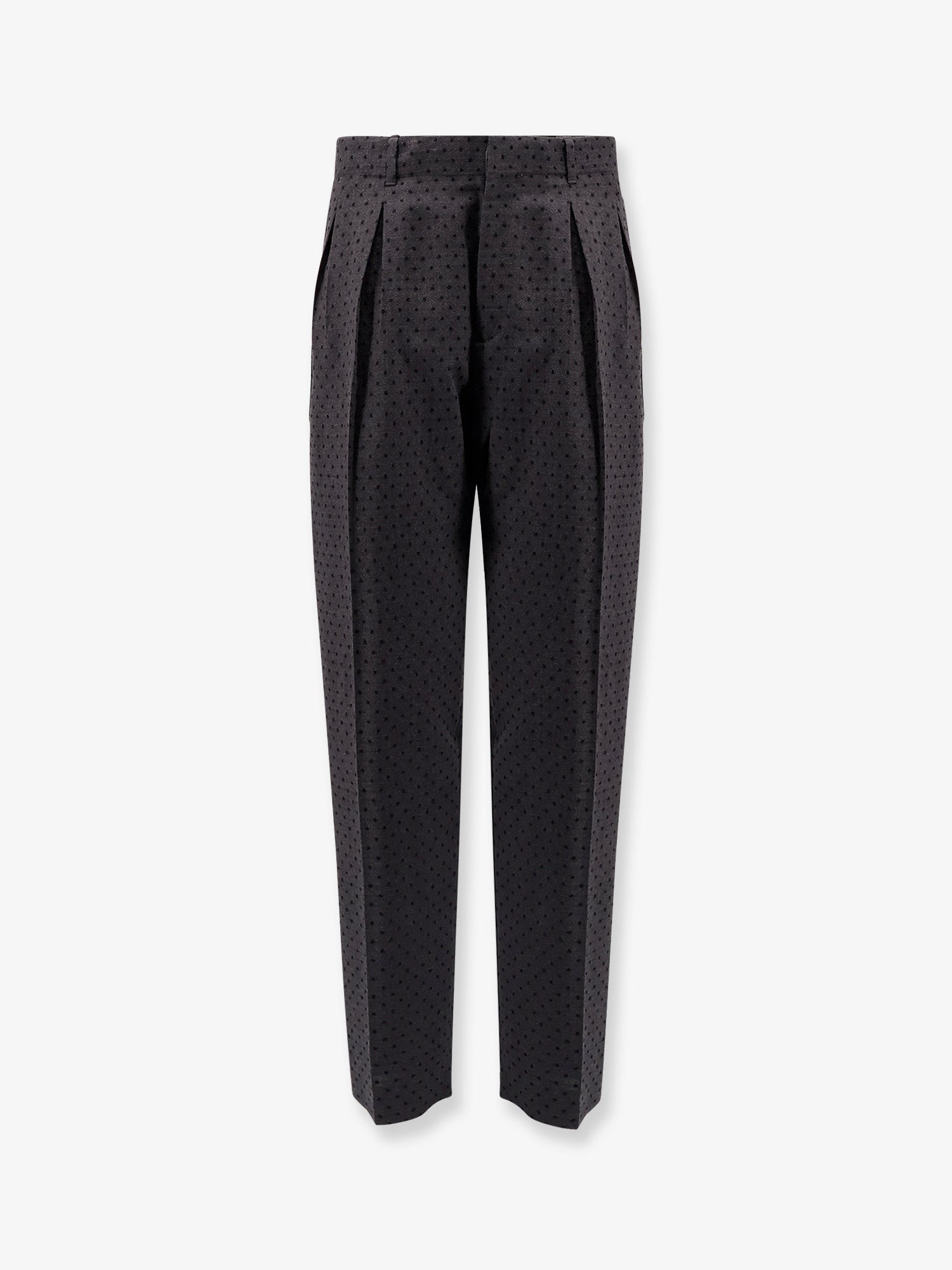 Polka-dots virgin wool and alpaca jacquard trousers
