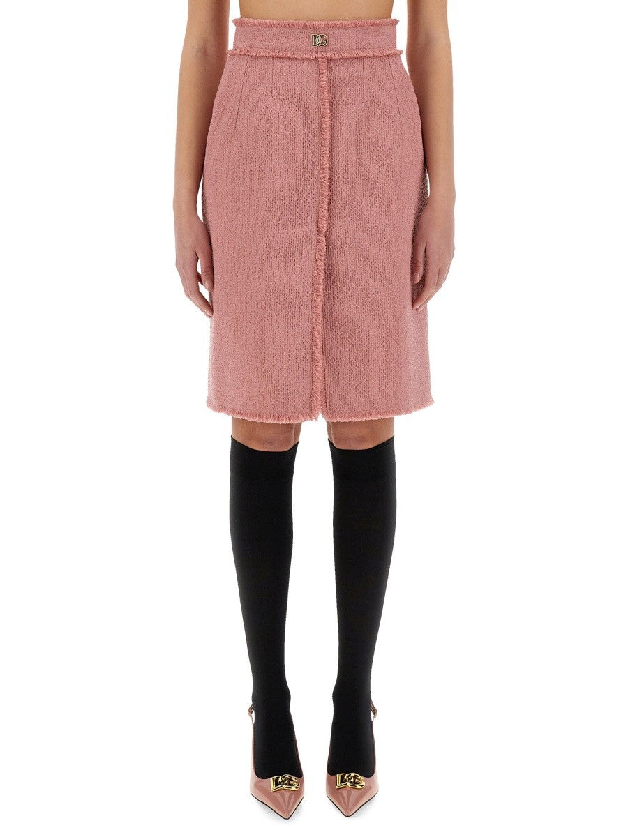 "RACHEL" TWEED MIDI SKIRT