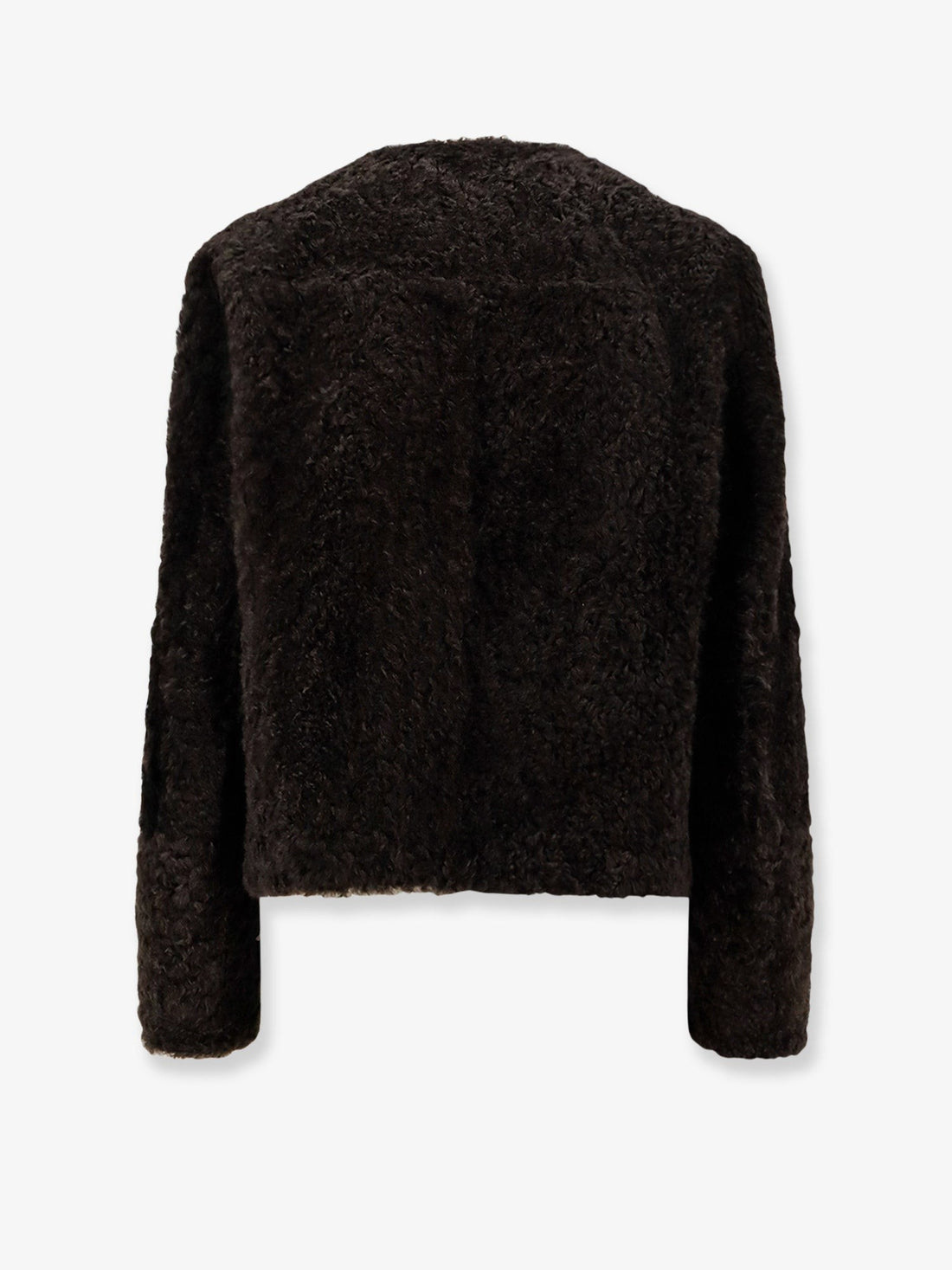 Reversible fuzzy shearling Caban Crop