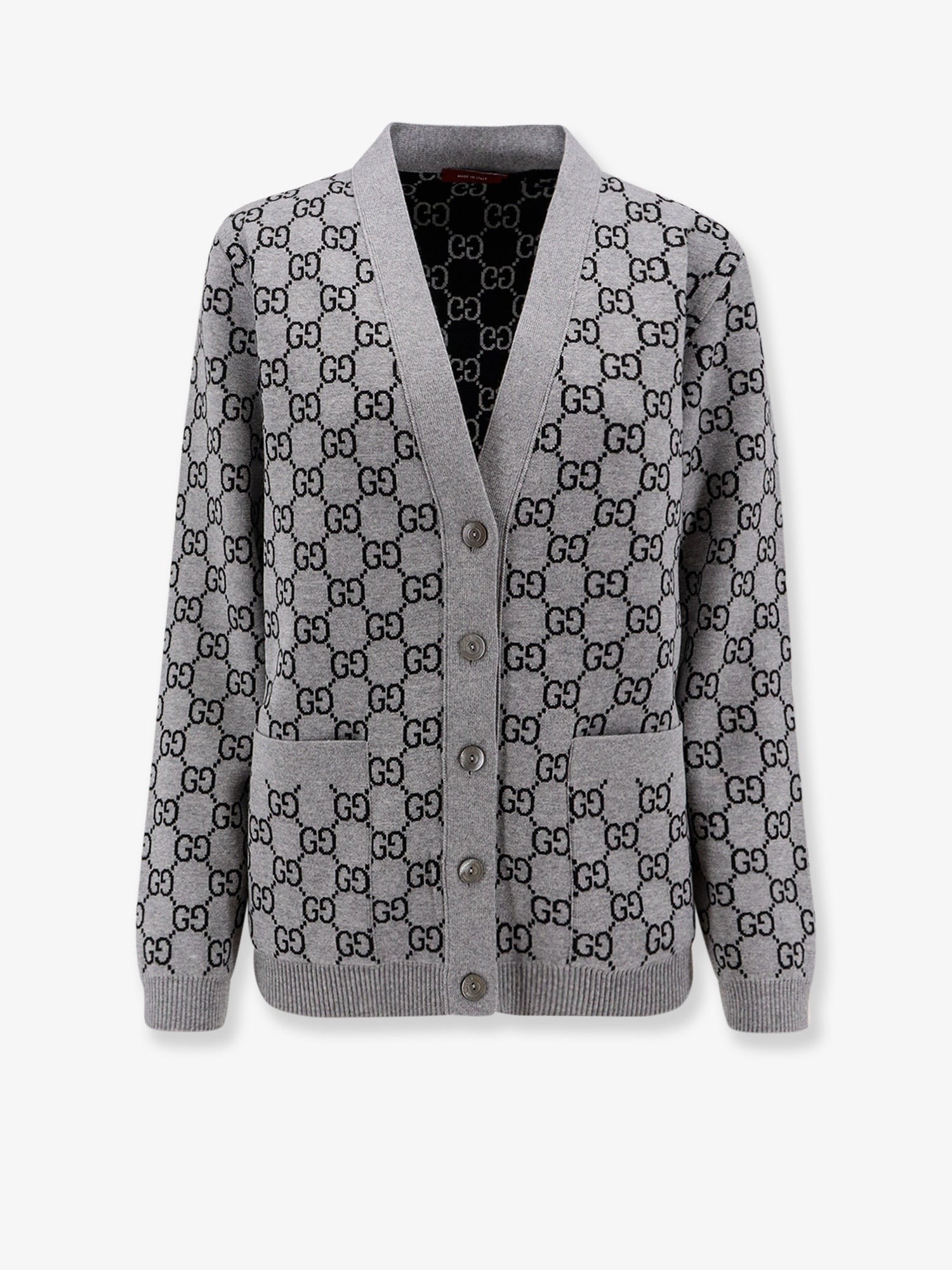 Reversible wool cardigan with GG motif