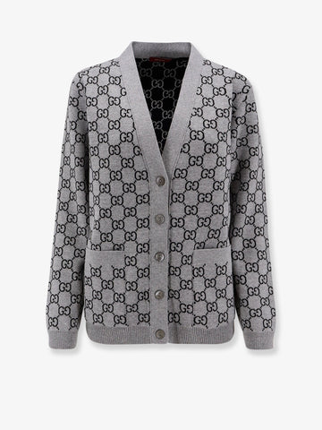 Reversible wool cardigan with GG motif