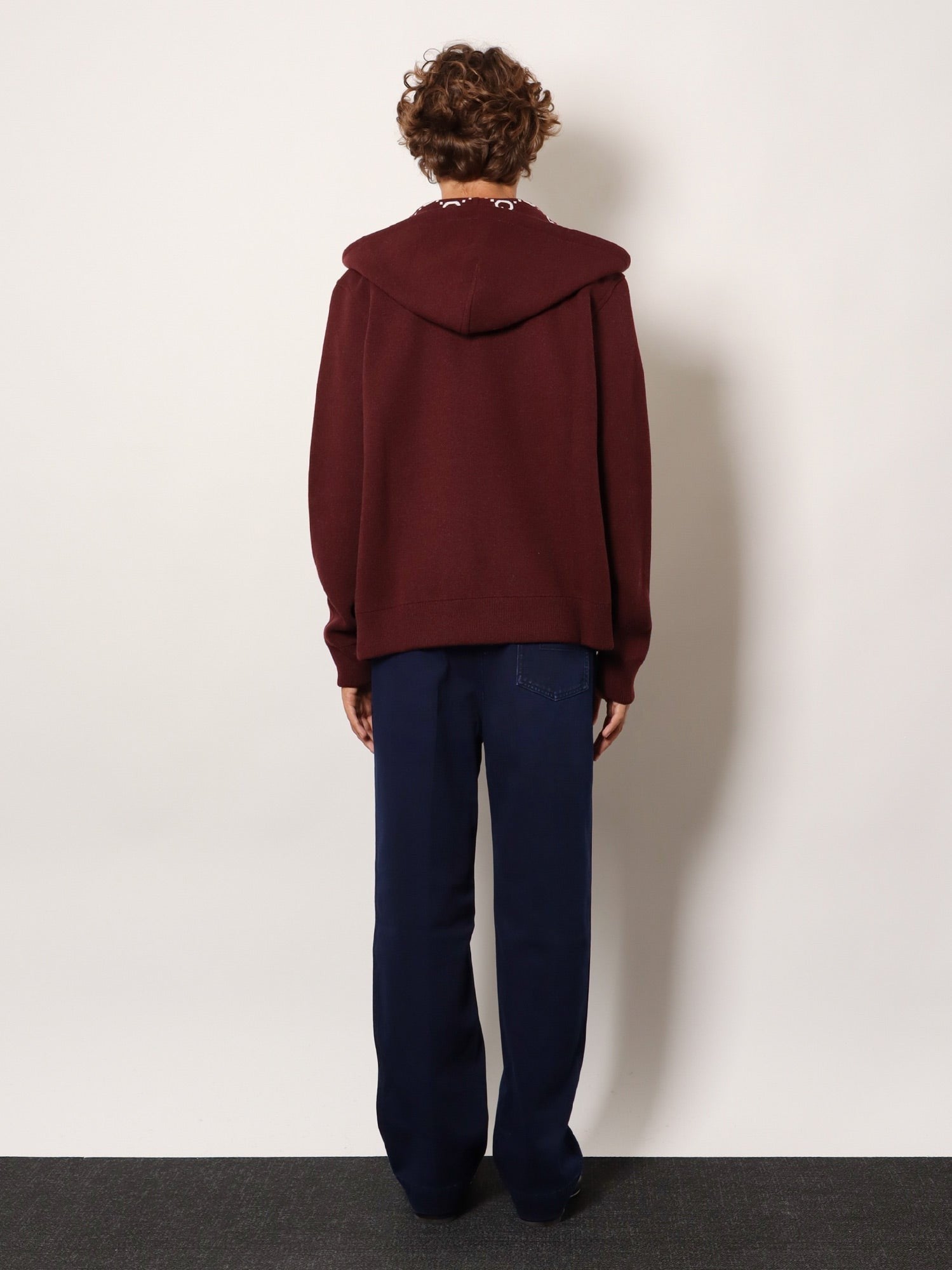 Reversible wool jacket with GG motif