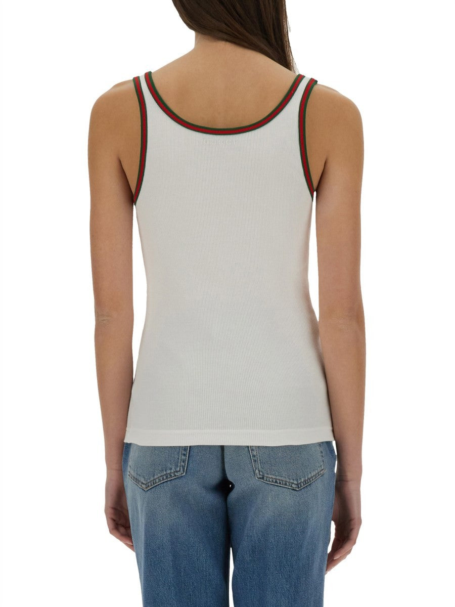 RIBBED COTTON TANK TOP WITH WEB