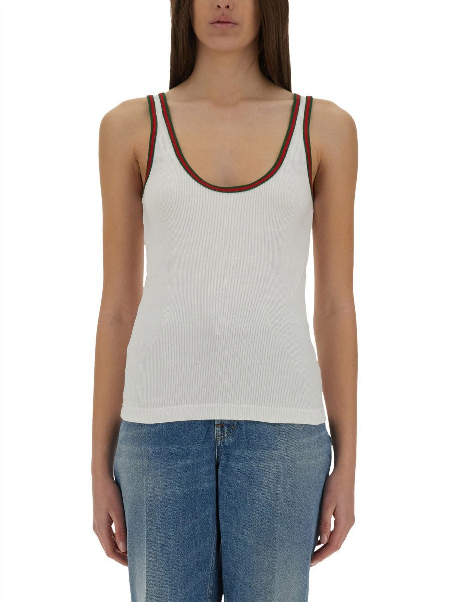 RIBBED COTTON TANK TOP WITH WEB