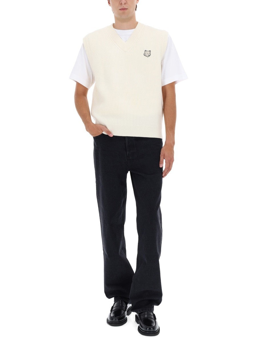 RIBBED VEST WITH FOX PATCH