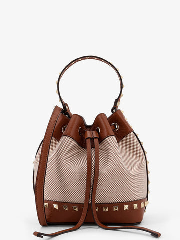 Rockstud Spike canvas and leather shoulder bag