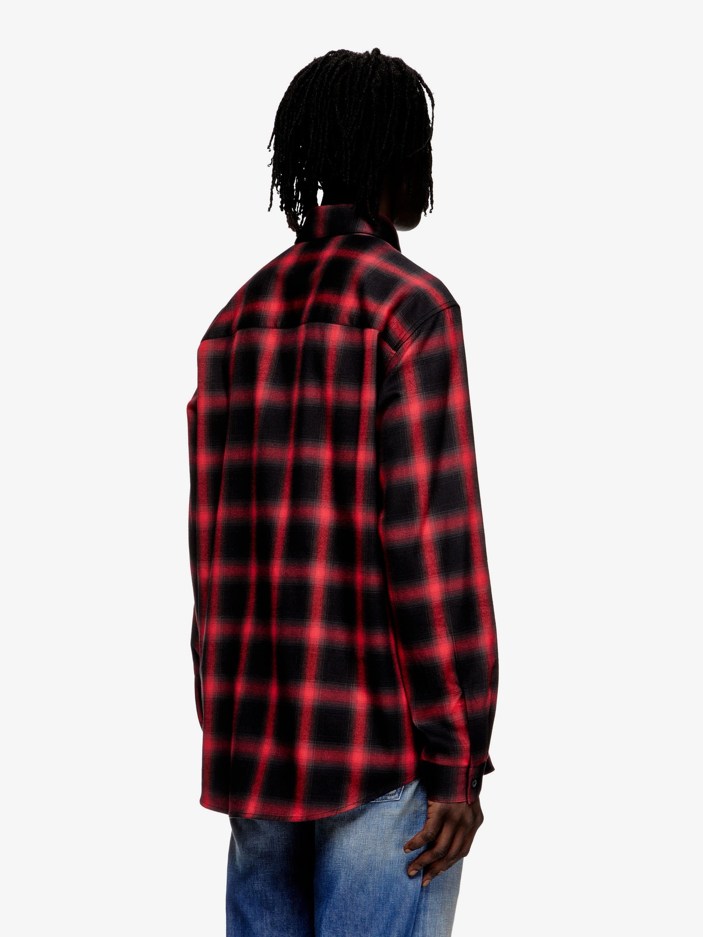 S-Simply Check cotton blend shirt