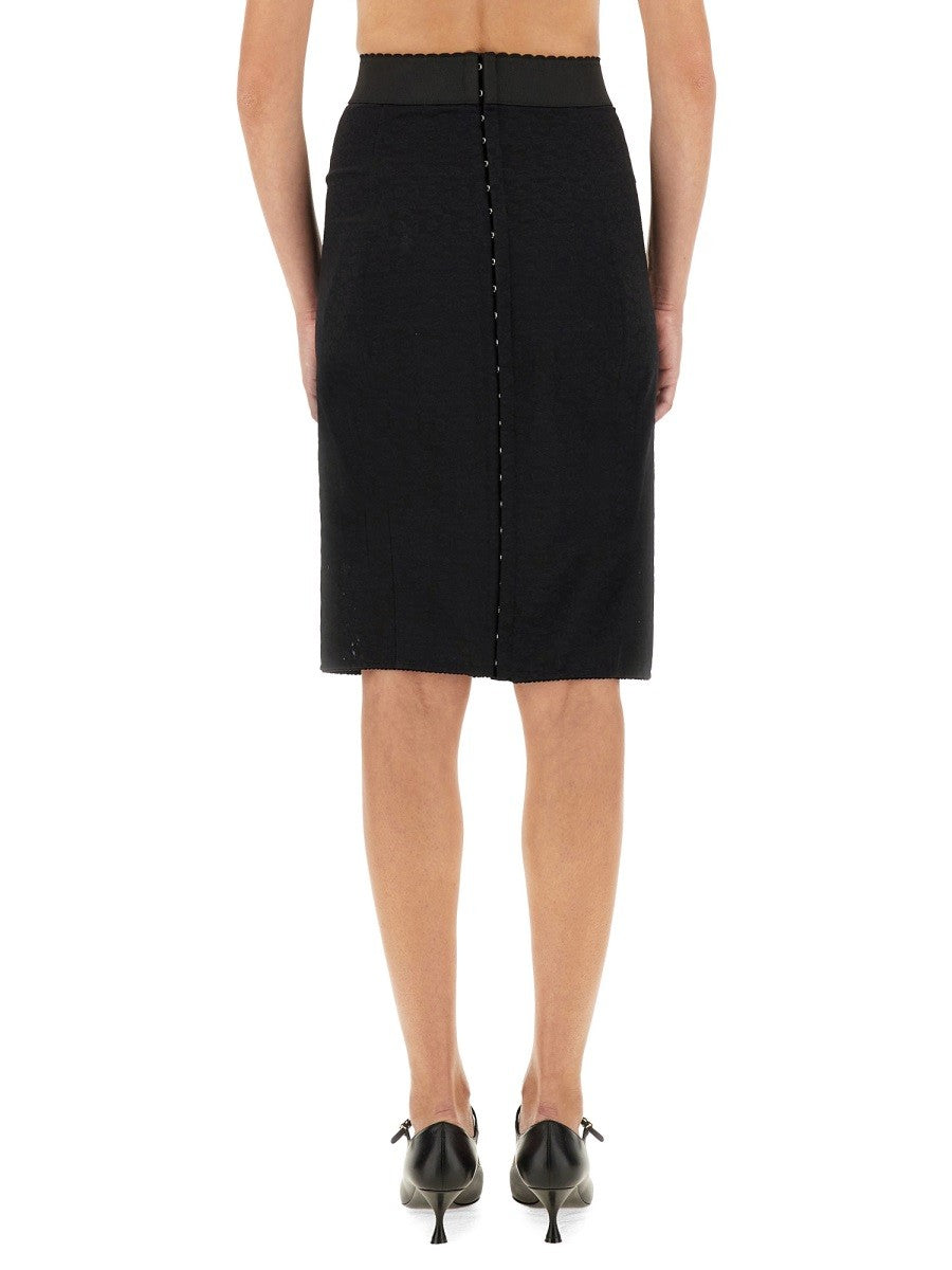 SATIN AND POWERNET MIDI SKIRT