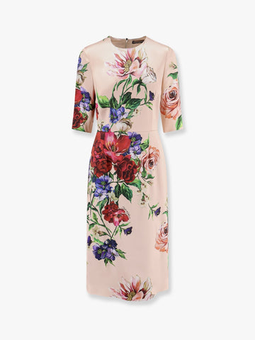 Satin dress with iconic floral print