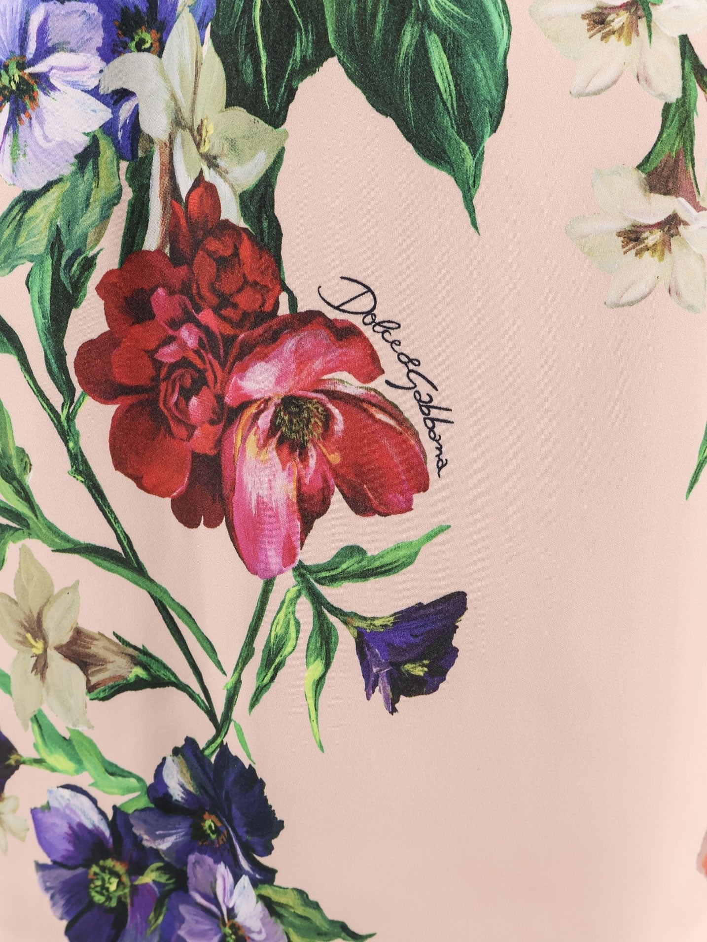 Satin dress with iconic floral print