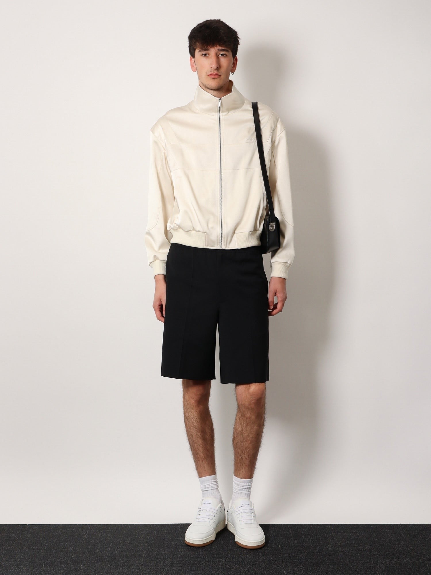 Satin jacket with Saint Laurent embroidery