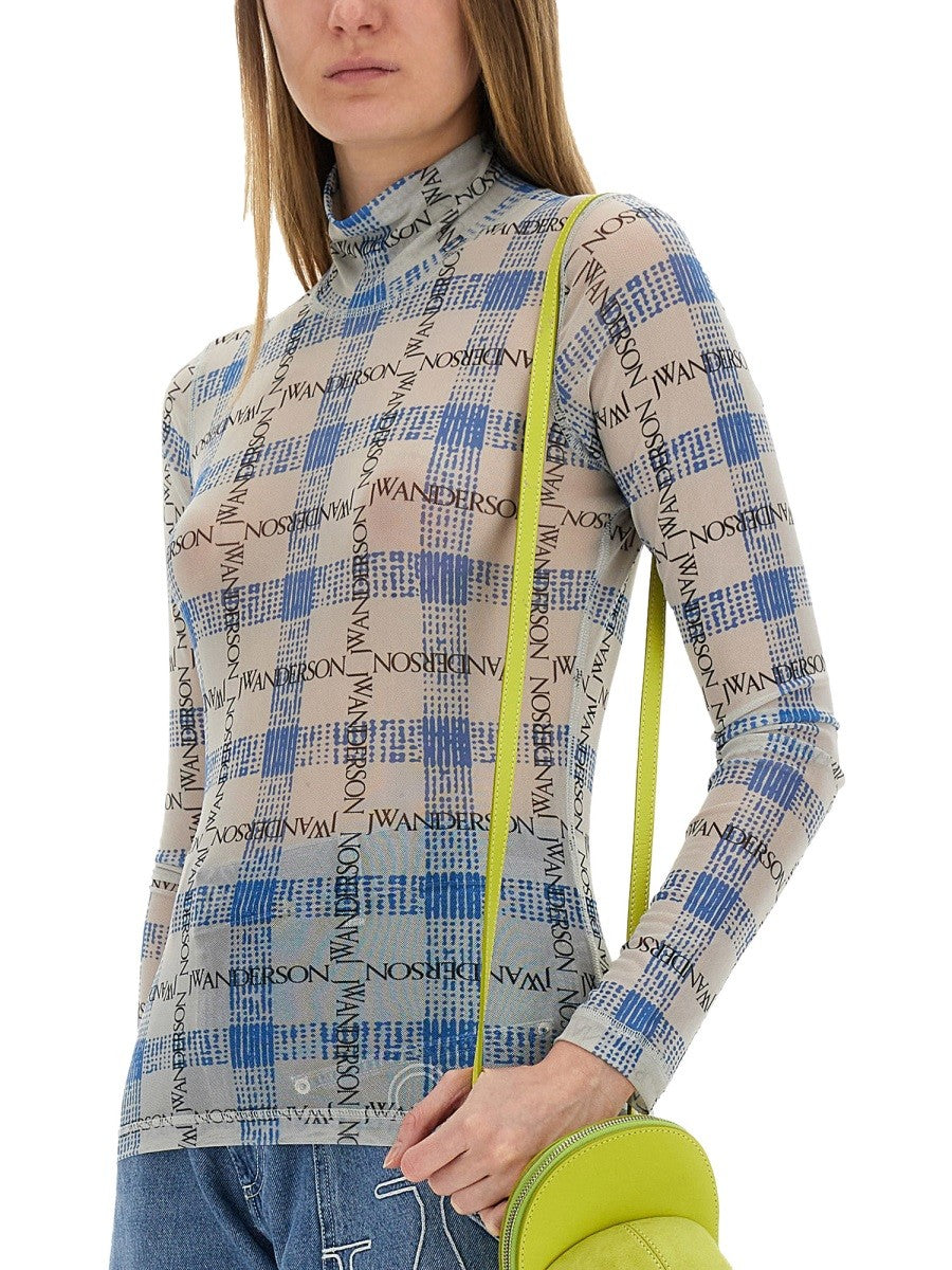 SEMI-TRANSPARENT TOP WITH ALL-OVER LOGO