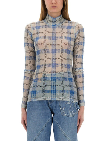 SEMI-TRANSPARENT TOP WITH ALL-OVER LOGO