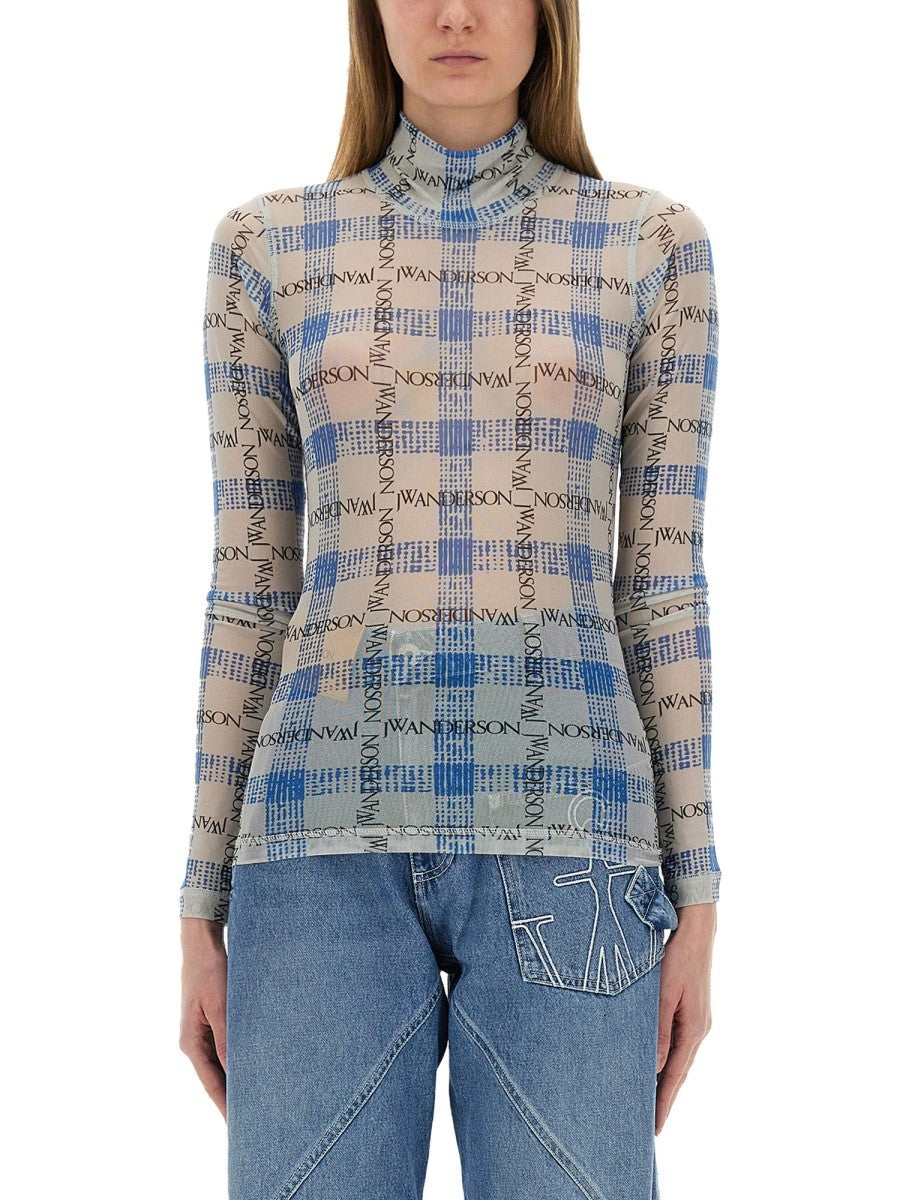 SEMI-TRANSPARENT TOP WITH ALL-OVER LOGO