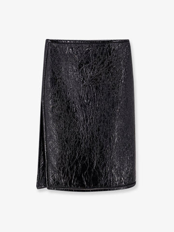 Shiny leather and neoprene skirt