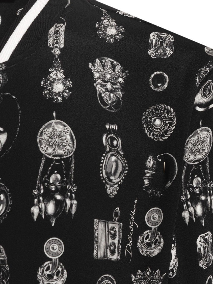 Silk bomber with icnic print