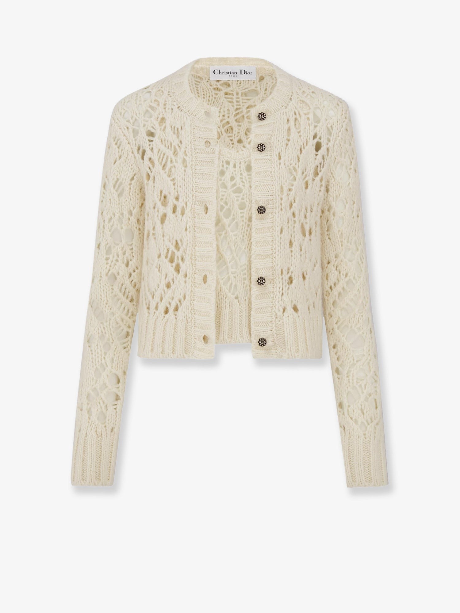 Silk, cashmere and linen perforated Twin Set