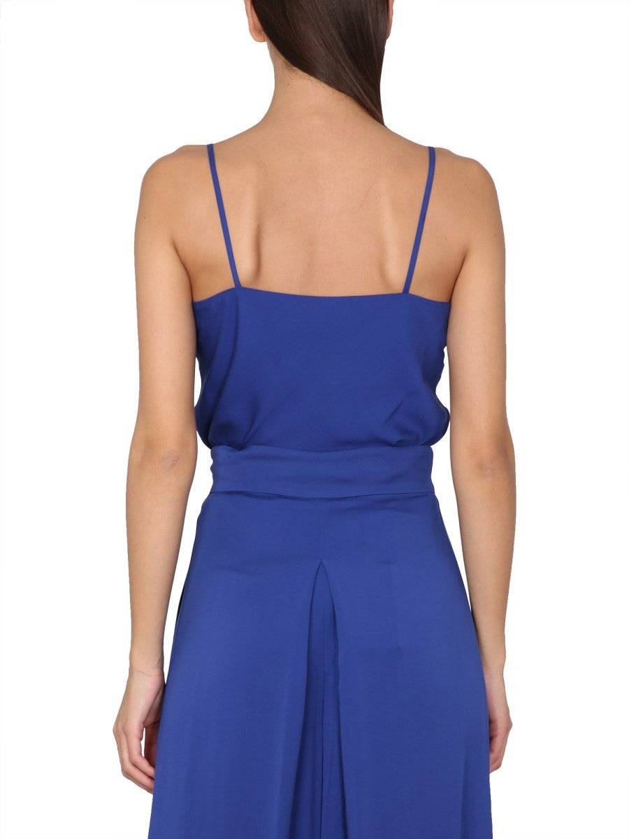 SILK CHARMEUSE TUXEDO TOP