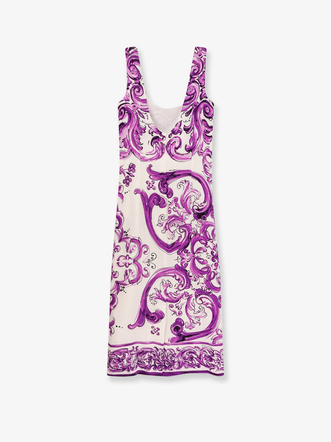 Silk midi pencil dress with Maiolica print