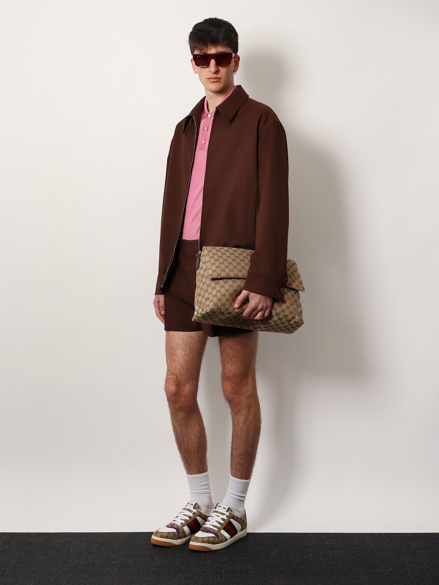 Silk polo shirt with lateral intarsia