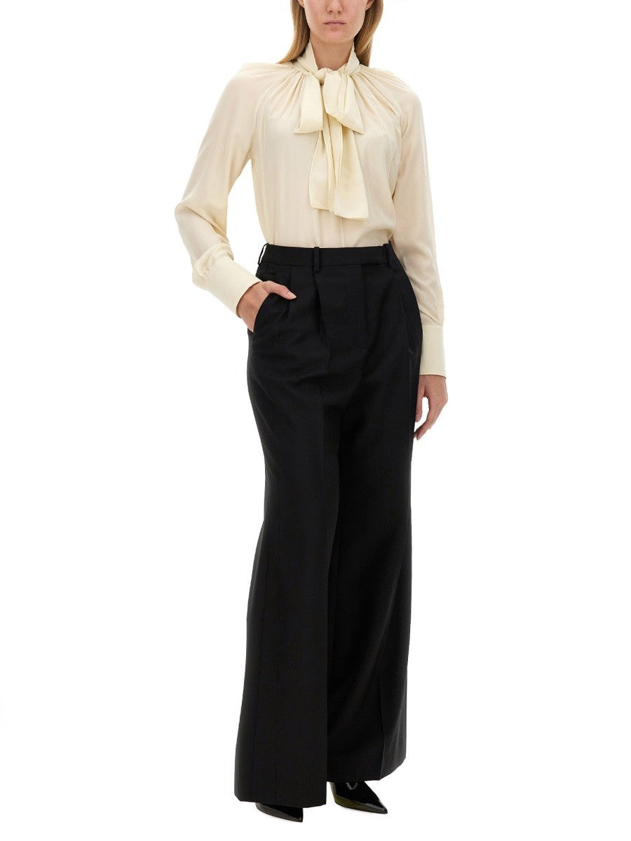 SILK SHIRT WITH LAVALLIÉRE COLLAR