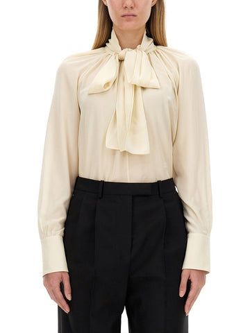 SILK SHIRT WITH LAVALLIÉRE COLLAR