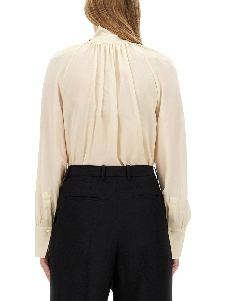 SILK SHIRT WITH LAVALLIÉRE COLLAR