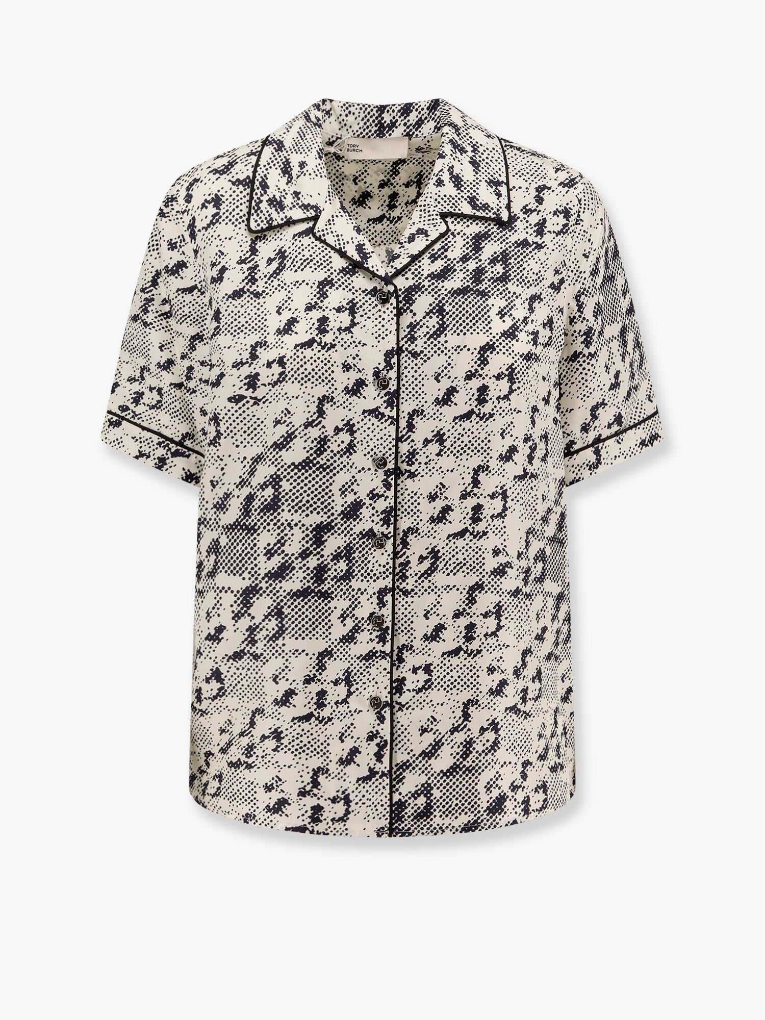 Silk shirt with pixelated logo print