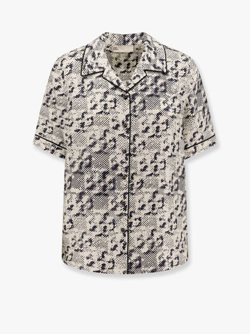 Silk shirt with pixelated logo print