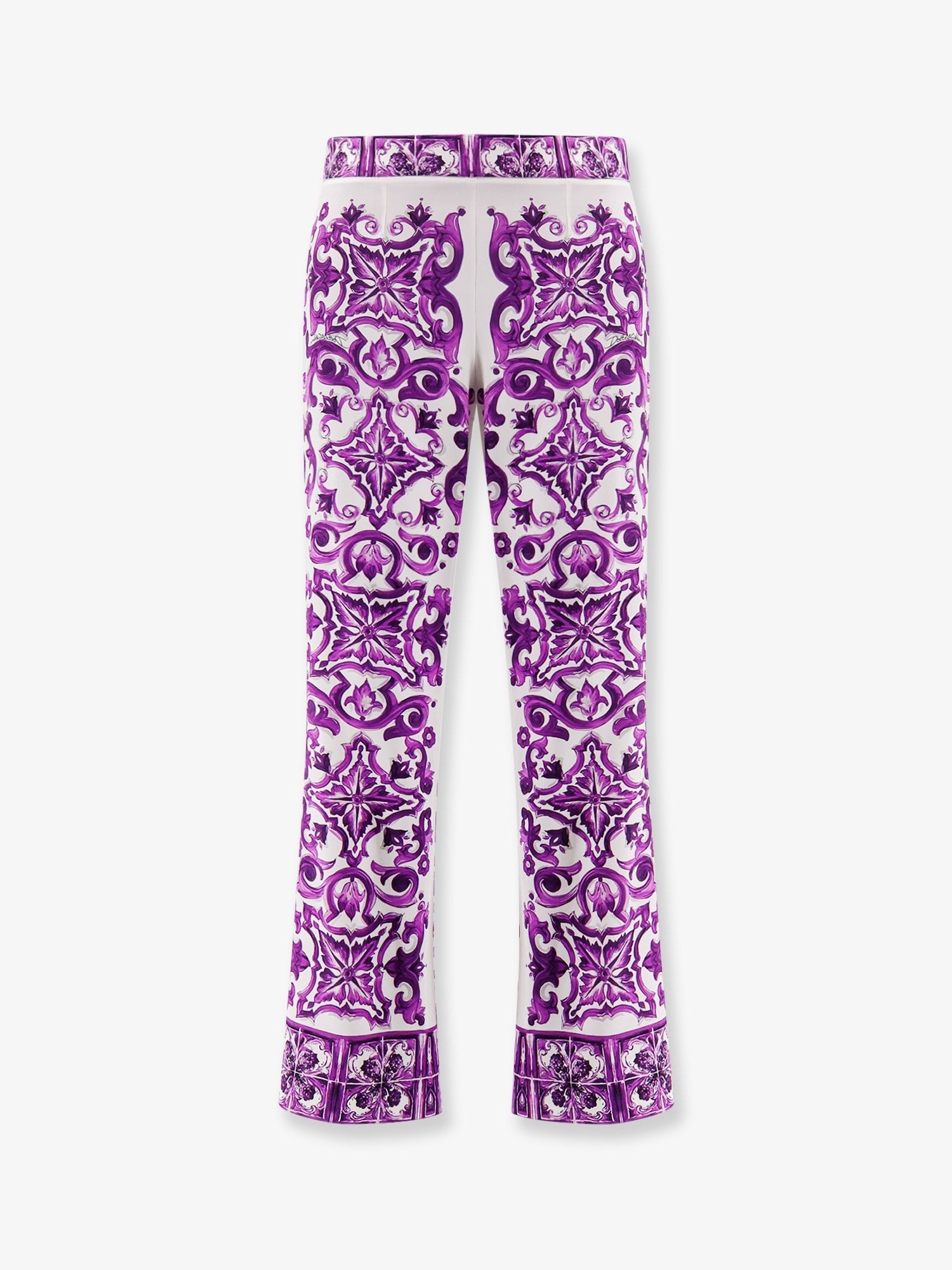 Silk trousers with Maiolica print