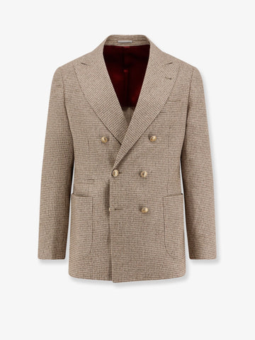 Silk, wool and cashmere double-breasted blazer