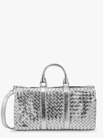 Silver leather duffle bag with intrecciato motif