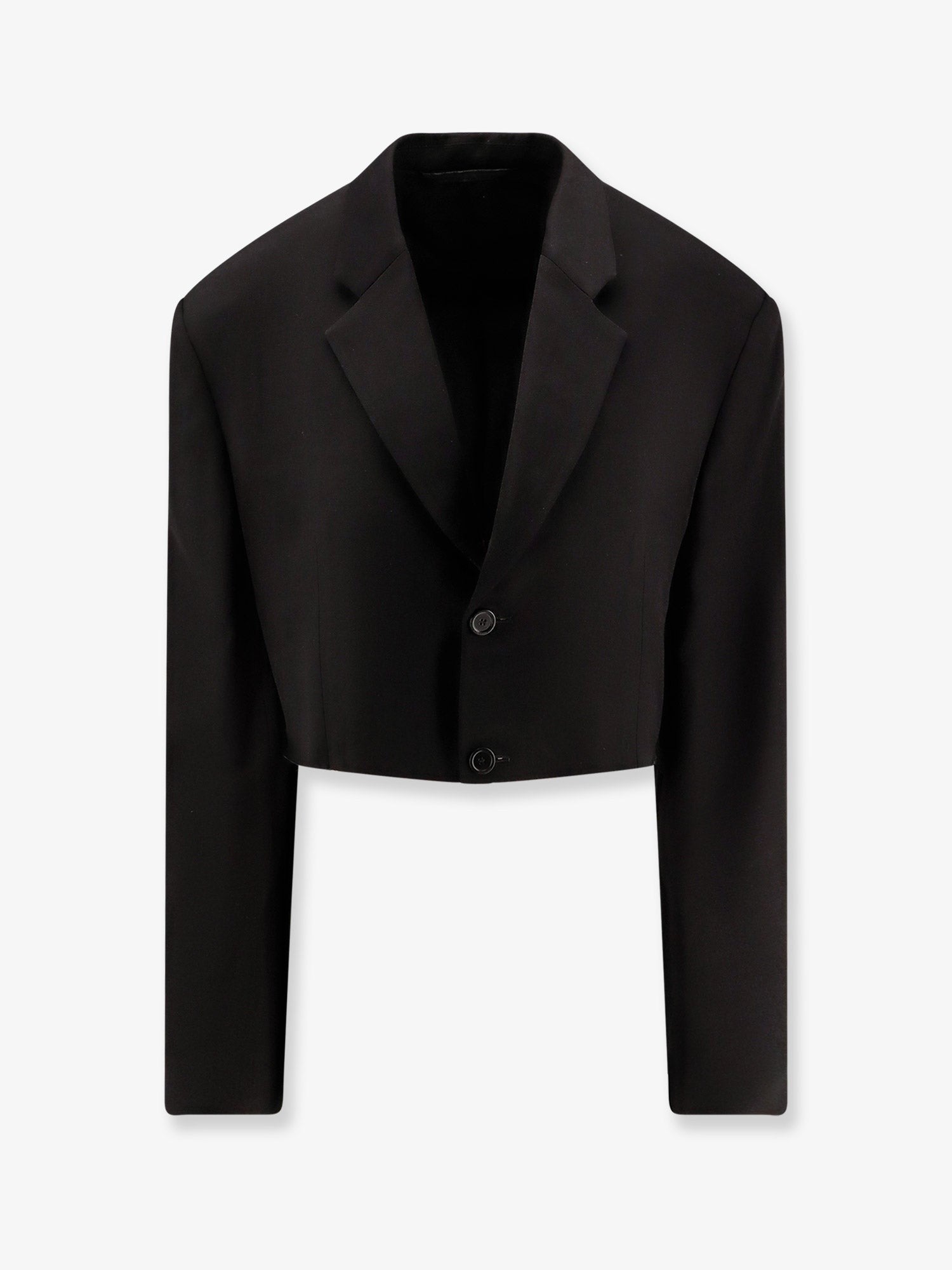 Single breasted cut off viscose and wool blazer