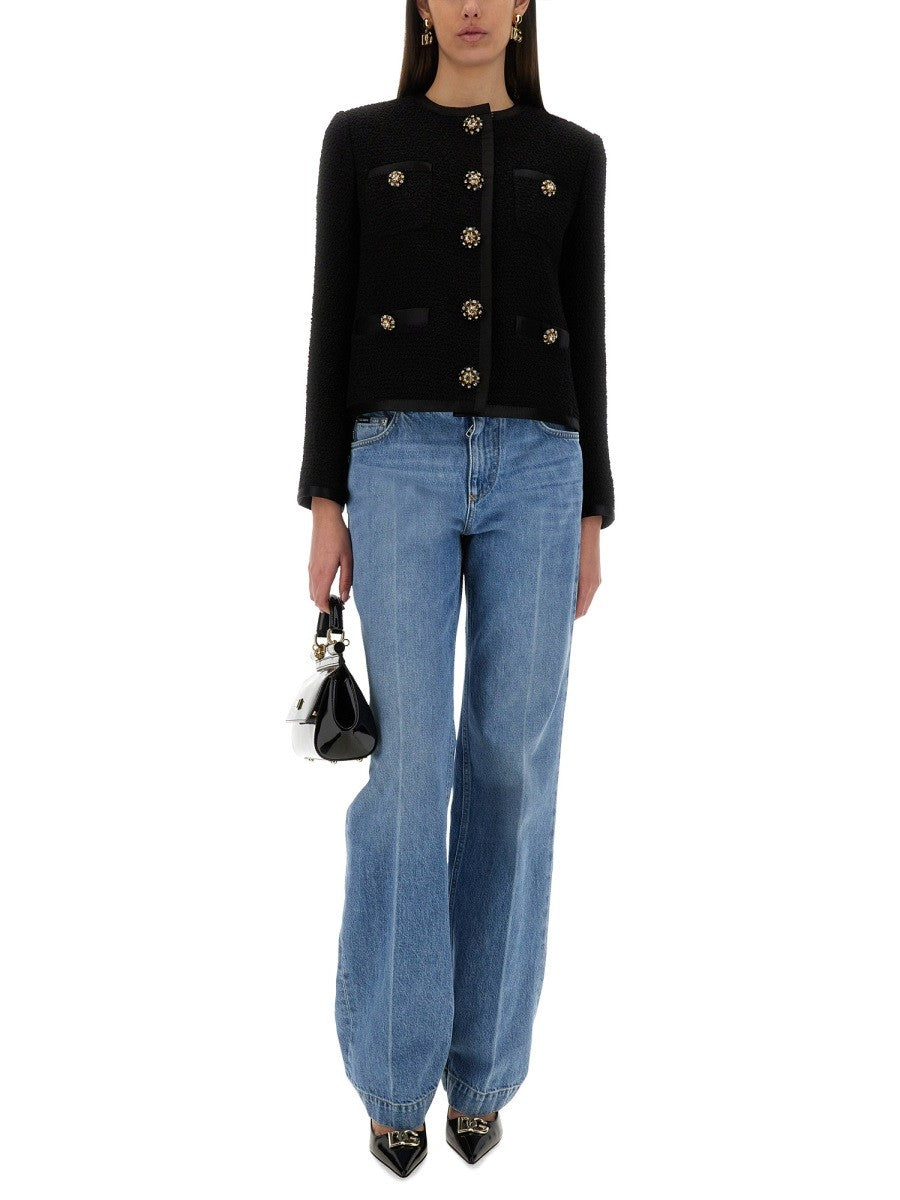 SINGLE-BREASTED TWEED BOUCLÉ SHORT JACKET