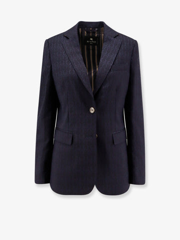 Single-breasted wool blazer with iconic pattern