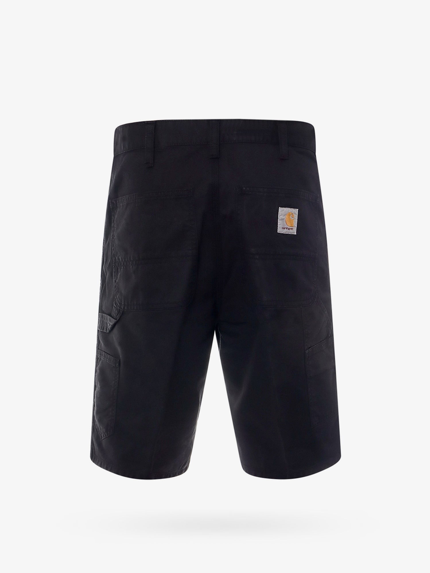 Single knee cotton bermuda shorts with logo patch