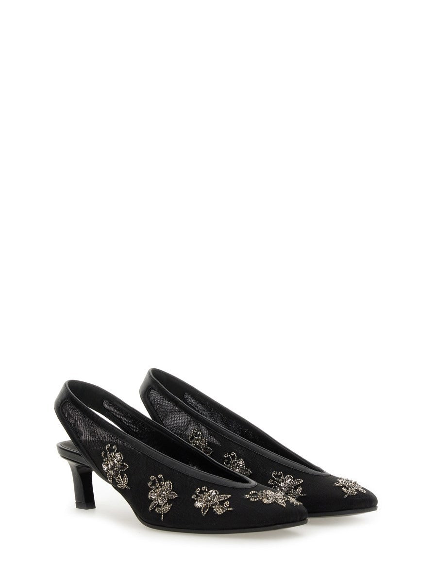 SLINGBACK WITH EMBROIDERY