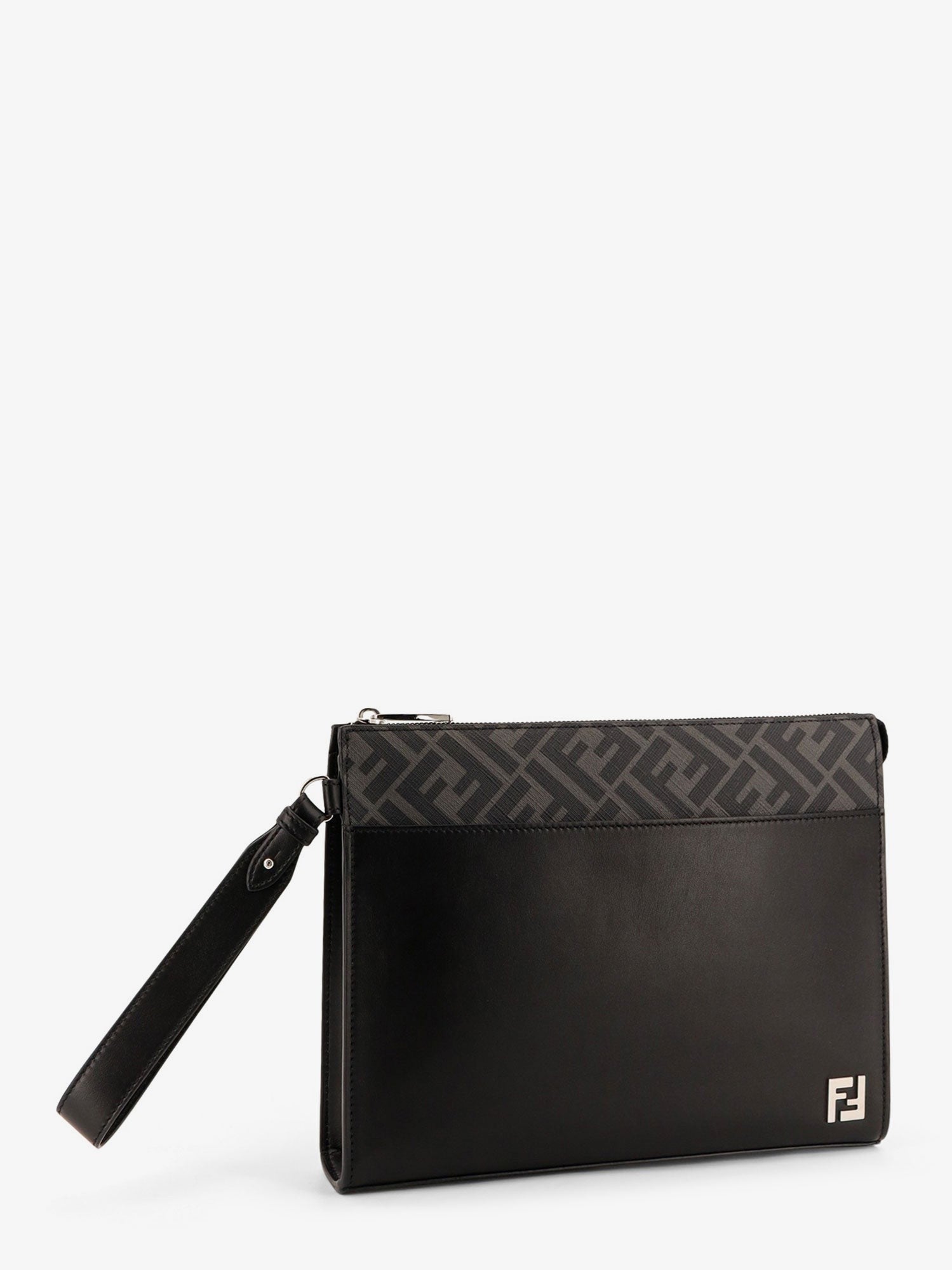 Squared FF leather clutch