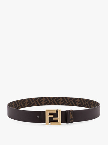 Squared FF reversible leather and FF canvas belt