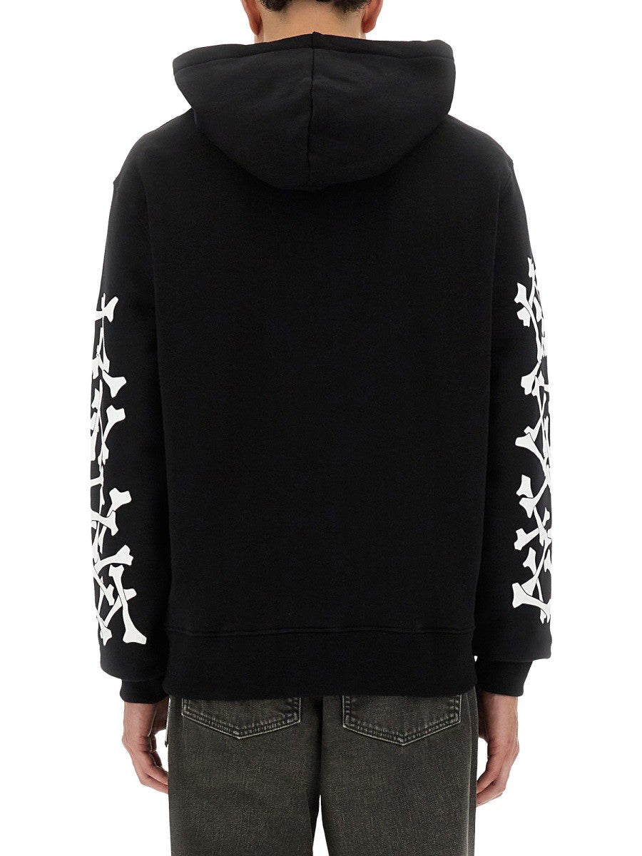 STACKED BONES PRINT HOODIE