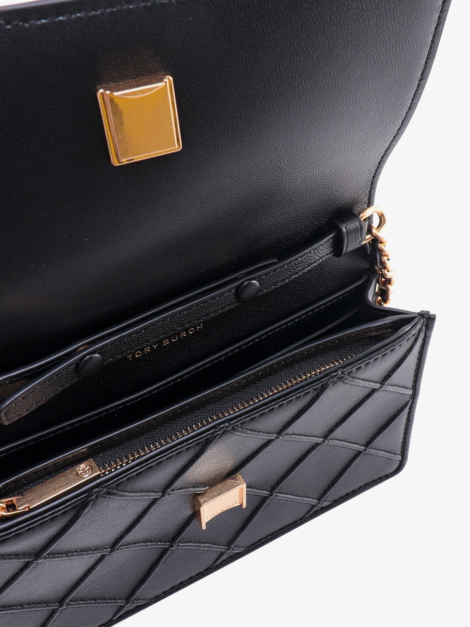 Stitched leather shoulder bag with embossed logo