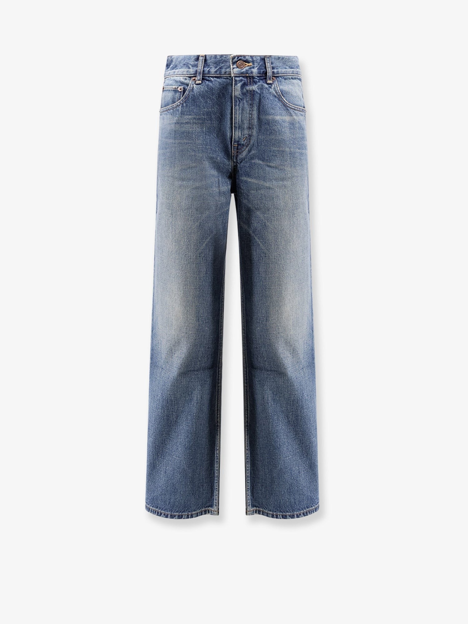Stone-washed cotton jeans