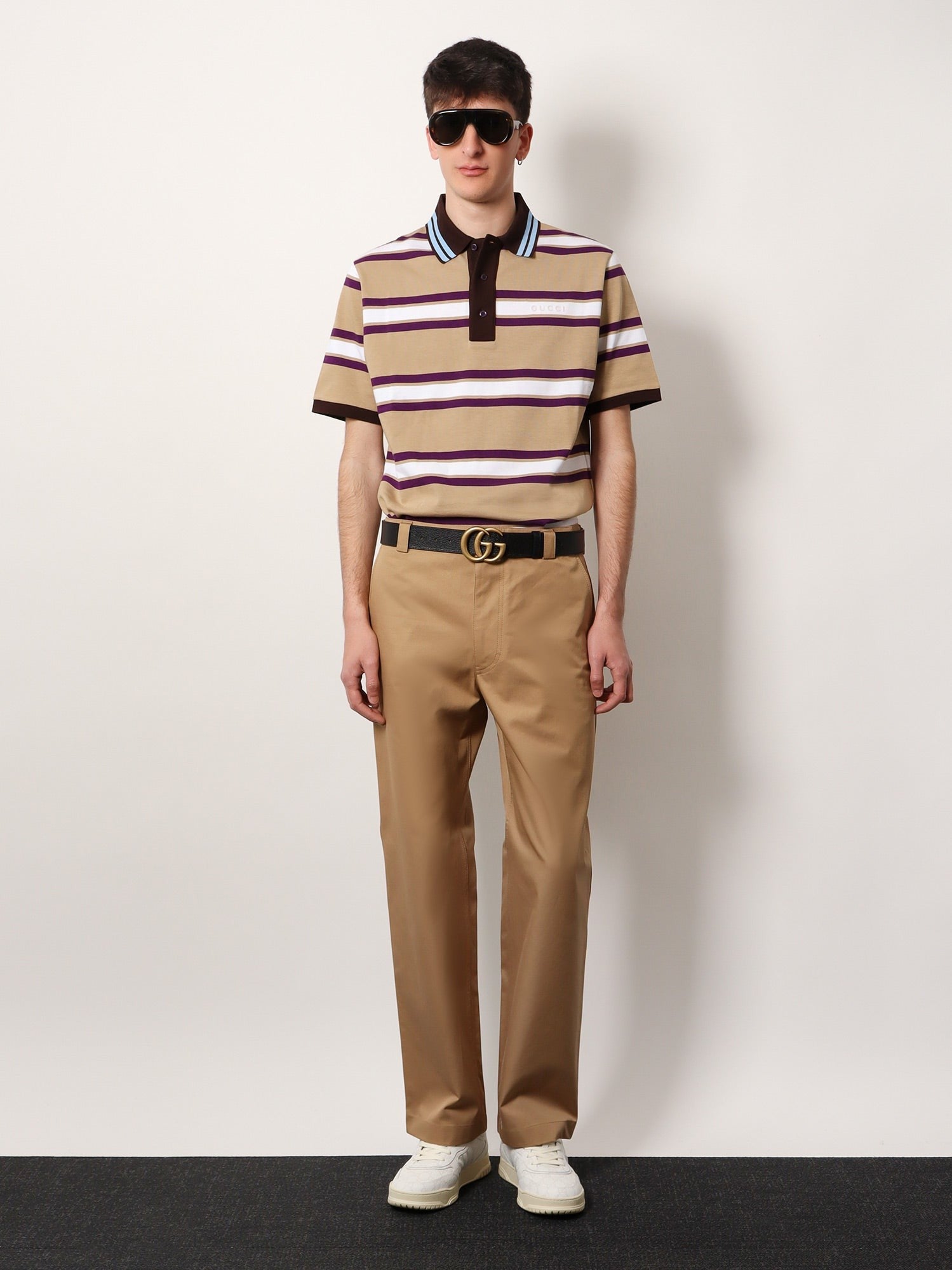 Striped cotton polo shirt