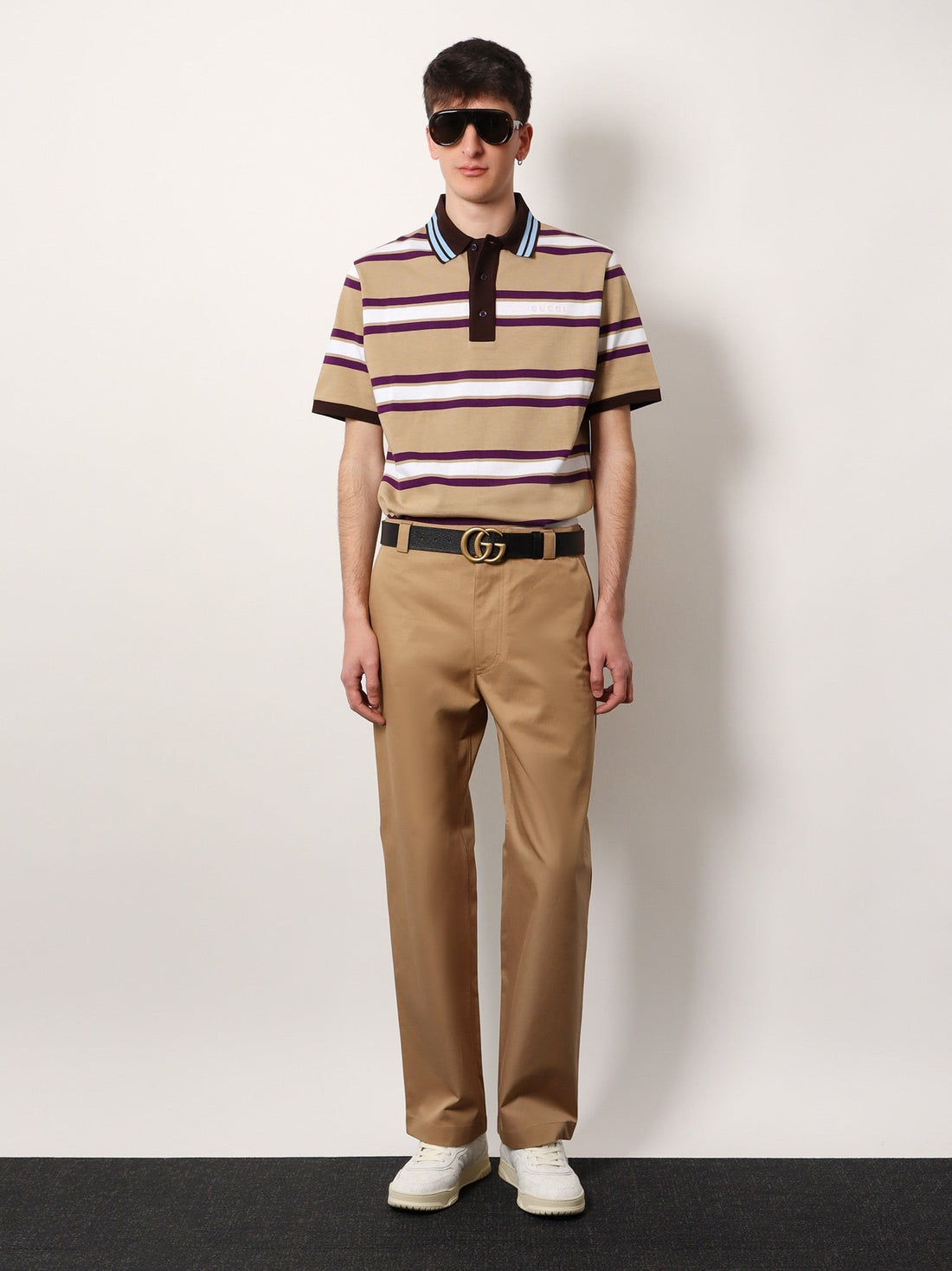 Striped cotton polo shirt